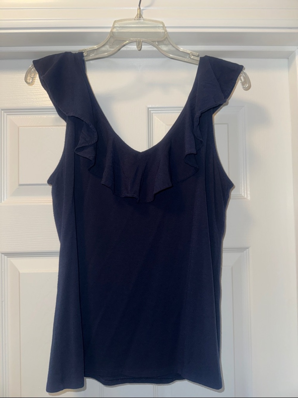 Lilly Pulitzer Navy Ruffle Sleeveless Top
